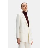 Vakko Ecru Double-Breasted Jacket - 40 - Ekru