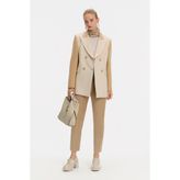 Vakko Ecru Double-Breasted Lapel Jacket - 36 - Ekru