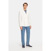 Vakko Ecru Double-Breasted Lapel Jacket - 52 - Ekru
