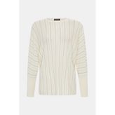 Vakko Ecru Striped Knit Sweater - Ekru