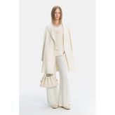 Vakko Ecru Wool Pea Coat - 42 - Ekru