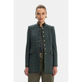 Vakko Green Plaid Wool Jacket - 44 - Yeşil
