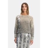 Vakko Grey Gradient Sequined Wool Knitwear - Ekru - 38