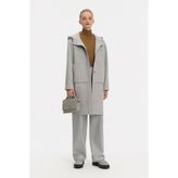 Vakko Grey Melange Wool Pea Coat - 38 - Gri