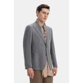 Vakko Grey Peak Lapel Lined Blazer - 46 - Gri
