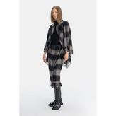 Vakko Grey Plaid Skirt - Siyah - 38