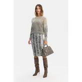 Vakko Grey Sequined Skirt - Ekru - 42