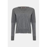 Vakko Grey V-Neck Knit Sweater - Gri - 40