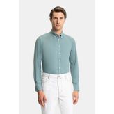 Vakko Herringbone Casual Shirt - Yeşil