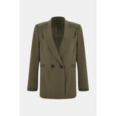 Vakko Khaki Double-Breasted Wool Jacket - 44 - Yeşil