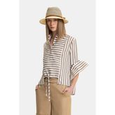 Vakko Multicolor Striped Shirt - 42 - Ekru