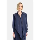 Vakko Navy Asymmetric Shirt - 36 - Mavi