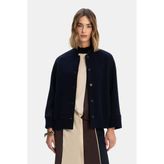 Vakko Navy Mandarin Collar Wool Jacket - 46 - Mavi