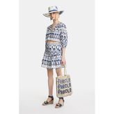 Vakko Navy Patterned Mini Skirt - Mavi - 42