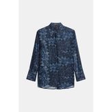 Vakko Navy Patterned Shirt - 44 - Mavi