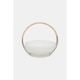 Vakko Rattan-Handled Ceramic Bowl