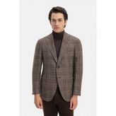Vakko Single-Breasted Patterned Blazer - 50 - Kahverengi