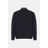 Vakko Zip Mock Neck Knit Sweater - Mavi - L
