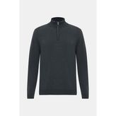 Vakko Zippered Collar Thick Sweater - Gri - 2XL