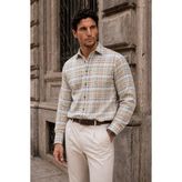 Valiberta Jasper Relaxed Fit Pamuklu Ince Çizgili Oduncu Erkek Gömlek - Hardal