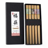Valkyrie 5 Çift Ahşap Japon Yemek Çubuğu Seti Kutulu 22,4 Cm El Yapımı Sushi Chopstick