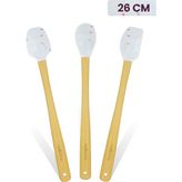 valletta Indigo 3'lü Beyaz Noktalı Bambu Silikon Spatula Seti Uzun 26 cm - 3 Parça 26 cm - Renkli