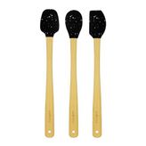 Valletta Indigo 3'Lü Siyah Noktalı Bambu Silikon Spatula Seti Uzun 26 Cm Vlt1520