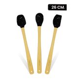 valletta Indigo 3'lü Siyah Noktalı Bambu Silikon Spatula Seti Uzun 26 cm