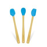 Valletta Indigo 3'Lü Turkuaz Bambu Silikon Spatula Seti Uzun 26 Cm Vlt1514