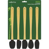 Valletta Indigo 5'li Beyaz Renkli Noktalı Bambu Silikon Spatula Seti Uzun 26 cm