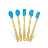 valletta Indigo 5'li Turkuaz Bambu Silikon Spatula Seti Uzun 26 Cm
