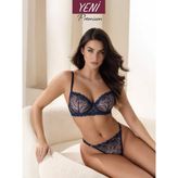 Valunor Glam Lacivert Kadın İç Çamaşırı Takımı Fantezi Dantelli Bralet & Tanga Takım - 85B