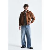 Vamos Oversize Polo Yaka Suni Süet Mont - Camel