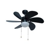 Vanti KCF279 60 W E27 6 Kanatlı Avizeli Siyah Ahşap Tavan Vantilatör