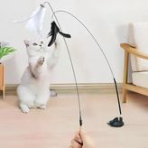 Vantuzlu Tüylü Zilli Olta Kedi Oyuncağı – 2 Oltalı, Esnek Yaylı, Avcılık İçgüdülerini Geliştiren, Kediler İçin Eğlenceli ve Dayanıklı Oyuncak