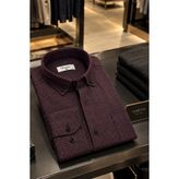 Varetta Erkek Kareli Kışlık Gömlek Yünlü Geniş Kesim Klasik Kesim Tek Cepli Uzun Kollu - XL - Koyu Bordo