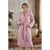 Varol Biyeli Kapşonlu Bambu Bornoz - Pudra - 2XL