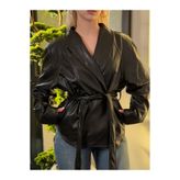VARSHOVA Kuşaklı Oversize Deri Blazer Ceket
