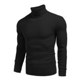 VASK Erkek Siyah Boğazlı Slim Fit Triko Kazak – Basic Esnek Kışlık Model