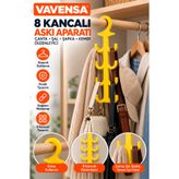 VAVENSA 8 Kancalı Dolap İçi Askılık Çok Amaçlı Askı Aparatı Çanta Şal Şapka Kemer Düzenleyici