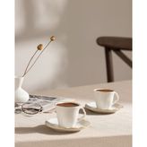 Vela 6 Kişilik 12 Parça Kahve Fincan Takımı - Beyaz/gold - 90 ml - Beyaz - Altın