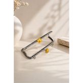 velanee Sarı Taşlı Gümüş Renk Çanta Klipsi 15 cm
