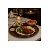 Veliday Ahşap Desenli Kaymaz Kaydırmaz Yuvarlak Tepsi 38 cm Cafe Restaurant Kaydırmaz Tepsi