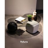 Velura Home & Living Modern Orta Sehpa & Top Sehpa Cam Sehpa & Küre Orta Sehpa - 1 Siyah Top & 1 Ceviz Top & 1 Beyaz Zar - Fasulye - Füme Cam - 1ST1CT1BZ - Fasulye Füme