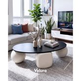 Velura Home & Living Modern Orta Sehpa & Top Sehpa Cam Sehpa & Küre Orta Sehpa - 2 Beyaz Top & 1 Beyaz Zar - Fasulye - Siyah Mdf - 2BT1BZ - Fasulye Siyah Mdf