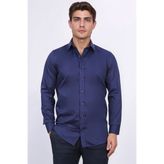 Velvarde Slim Fit Non-Iron Lacivert Gömlek - 2XL