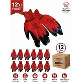Vento V13 Nitril Kaplamalı Iş Eldiveni Kırmızı-Siyah – 12 Çift