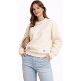 Ventoze Kadın Siyah Basic Oversize Sweatshirt | 3 Iplik Şardonlu %100 Pamuklu Kalın Kışlık - Krem