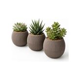 Vera Concept Store 3'lü Modern Saksı Seti, 1,2 Litre, Mercan Kahverengi, Plastik, Yuvarlak, 20-25 cm Yükseklik, 10-15 cm Genişlik