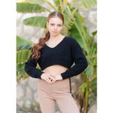 Verde Blanco Örme Crop Kazak